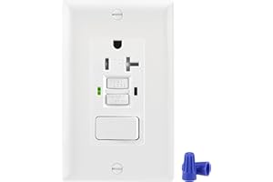 Wengart 20A GFCI Outlet with Switch,AC120V Tamper Resistant GFCI Combination Switch and Receptacle,ETL Listed,Back &Side Wire,White