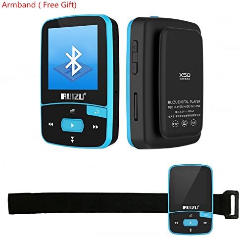 RUIZU X50 Mini Clip MP3 Player Bluetooth 8GB Lossless Music Player Support TF Card, FM Radio, Recording, E-book Reader (BLUE)