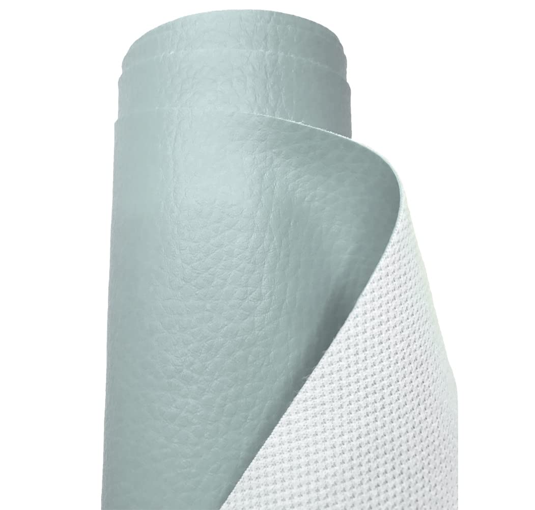 A-Express Grained Faux Leather Fabric Waterproof Heavy Duty Leatherette Vinyl Leathercloth Upholstery Textured Material - Light Blue 1 Metre 100cm x 140cm