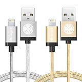 iOrange-E iPhone 6 Cable, Apple Certified 2 Pack of 3.3ft (1M) Lightning to USB Braided Cable for iPhone 6 6S Plus 5S 5C 5, iPad Air, iPad Pro, iPad Mini 4, Full Gold + Full Silver