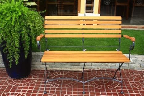 Vamundo Gartenbank Kaffeehausbank 2-Sitzer klappbar Stahl Eukalyptus