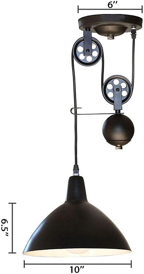 Ladiqi Industrial Hanging Pendant Light Metal Pulley Vintage
