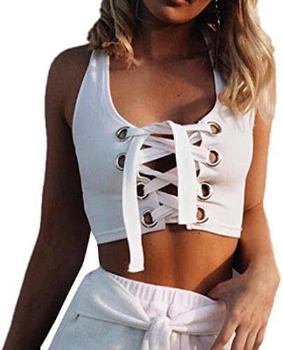 Mujer Blusa Chaleco Sexy Crop Tops Camiseta sin Mangas de algodón ...