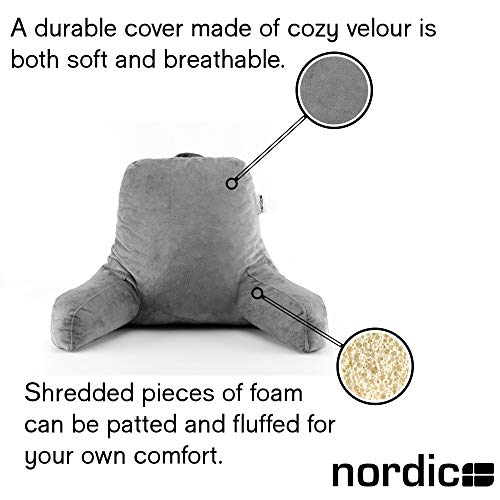 DailyNordic Nordic Large Plush Reading Pillow - Great for Adults, Teens, and Kids - Shredded Foam Bedrest Pillow with Armrests-TV, Pregnancy Lumbar & Head Neck Coccyx Relax Lower Back Support Cushion - Thumbnail 5