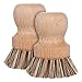 REDECKER Natural Fiber Bristle Pot Brush - Untreated Beechwood Handle - Heat-Resistant Union Fiber Head for Cleaning Pots, Pans and More - 2-1/2 inch Diameter - Set of 2 - Boar Bristle Dish Brush