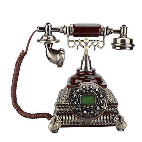 Fishlor Upgrade Antique Telephone, IDS-8975 Pearl White European Vintage Telephone, FSK/DTMF Electronic Calender Retro Landline, Home Hotel Decor