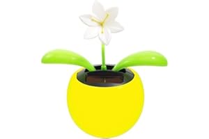 Navillus Solar Powered Dancing Flower, Lily, Rose, Sunflower, Petunia Office Desk & Car Decor (Lily in Yellow Pot)