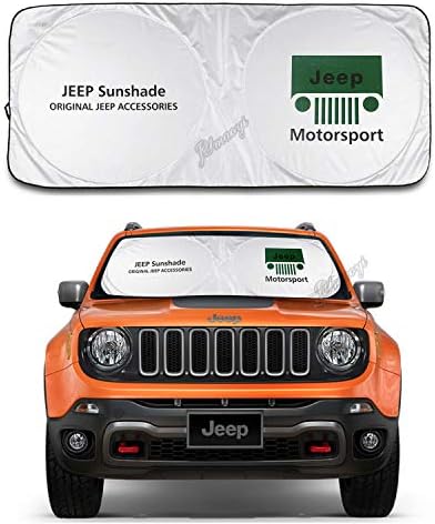 JYMAOYI Jeep Sunshade Windshield Visor Cover Car Window Sun Shade UV Protect Car Window Film for Most Jeep Renegade Cherokee Grand Cherokee Commander Liberty Patriot