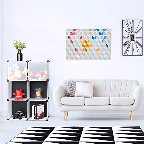 Titan Mall Storage Cube Organizer DIY Plastic Closet Organizer Shelf 6-Cube Cabinet Bookcase Chests Space-saving White