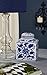 IMAX 89830 Tollmache Large Lidded Jar, Oriental Inspiration, Lidded Jar Mixed With Modern Technique, Floral Motif Pattern In Vibrant Blue And Crisp White, Handcrafted In Ceramic, Decorative Large Lidded Jar, 10