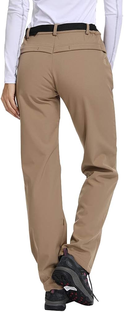 Women's Hiking Waterproof Pants Outdoor Windproof Fleece Lined Soft Shell Insulated Winter Pants Fishing Safari Travel: Clothing