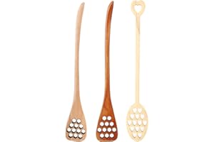 3pcs Wood Honey Dipper Sticks, 7.3in Reusable Long Handle Honey Spoon Honey Stirrer Mixing Spoon for Honey Milk Coffee