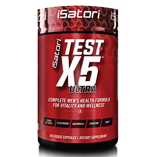 iSatori Test X5 Ultra 5-in-1 Complete Men's Health Formula to Support Libido, Testosterone, Lean Muscle, Cognition, Mood, Fitness and Well Being - 60 Capsules