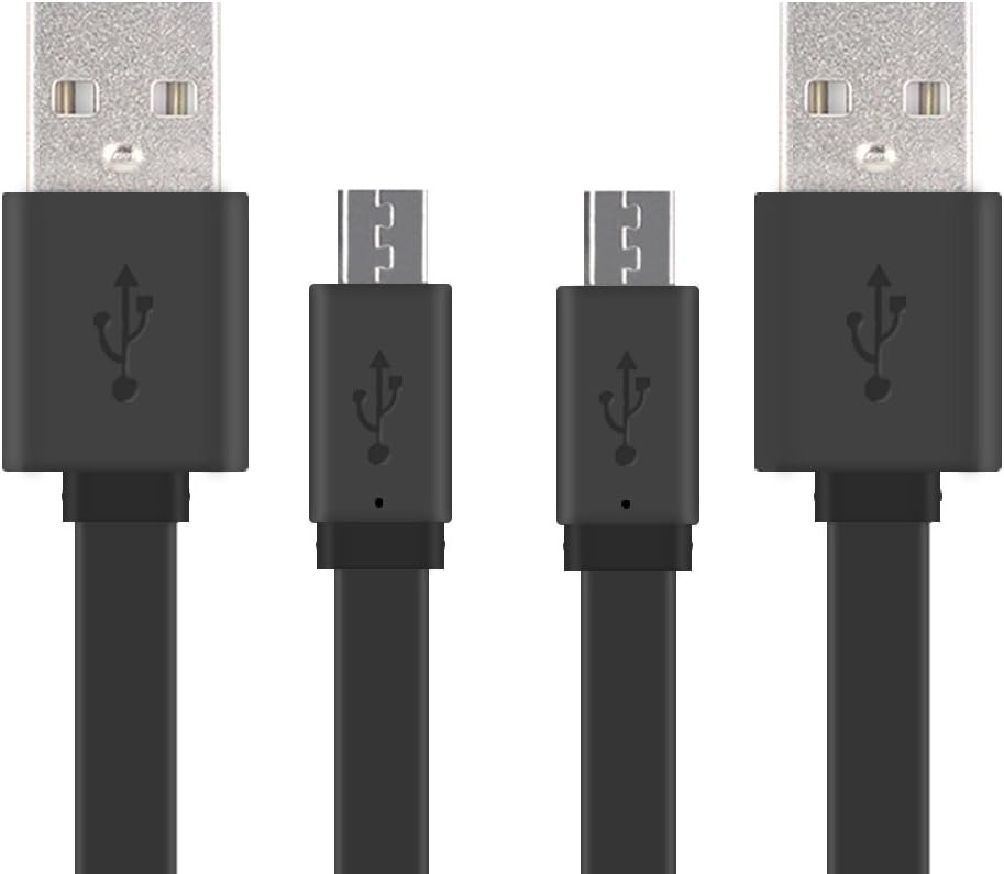 Donkiwins Micro USB to USB(2.0) Flat Cable 3Feet (2pack), Super Durable A Male to Micro B Charge and Sync Cord for Samsung Galaxy S7 Cable/Android/Samsung/MP3/Camera and More Devices