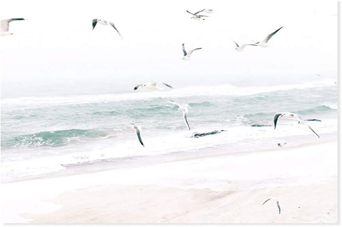 QJSTD Playa Costera Lienzo Pintura Cuadro Pared Cartel y Sala