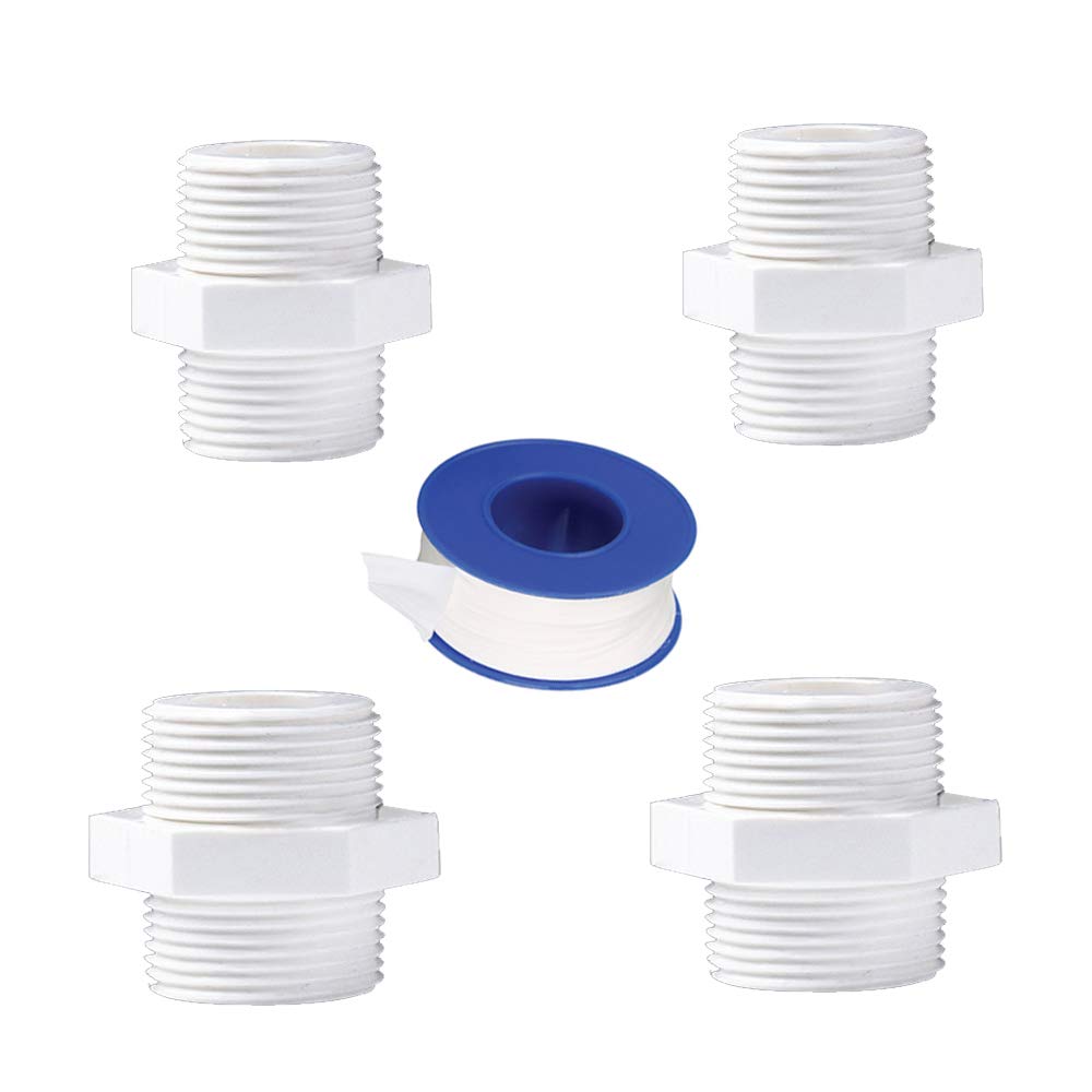 YOFASEN White Water Pipe Connectors - PVC Pipe Fittings Adapter Connector Fitting, 2X 20mm + 2X 25mm, 4pcs (+ 1pcs Tape)