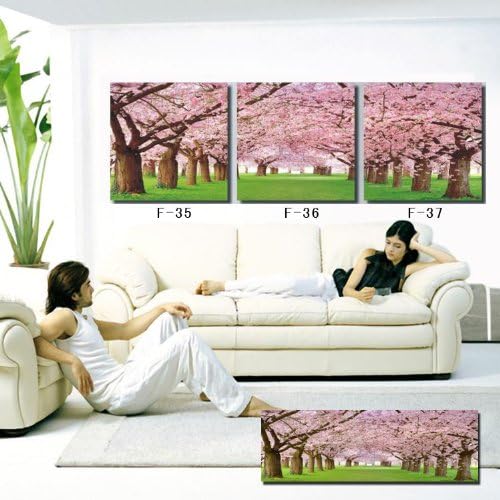 Beautiful cherry blossom season Frameless paintings canvas modern art of three pieces，canvas prints
