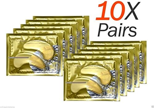 Collagen Eye Mask, Collagen, Moisturizer for Under Eye Wrinkles, Puffy Eyes Collagen 24k Gold Eye Patches Pad Mask Bag Gel, Premium Anti Aging Products with Hyaluronic Acid (10 pairs)
