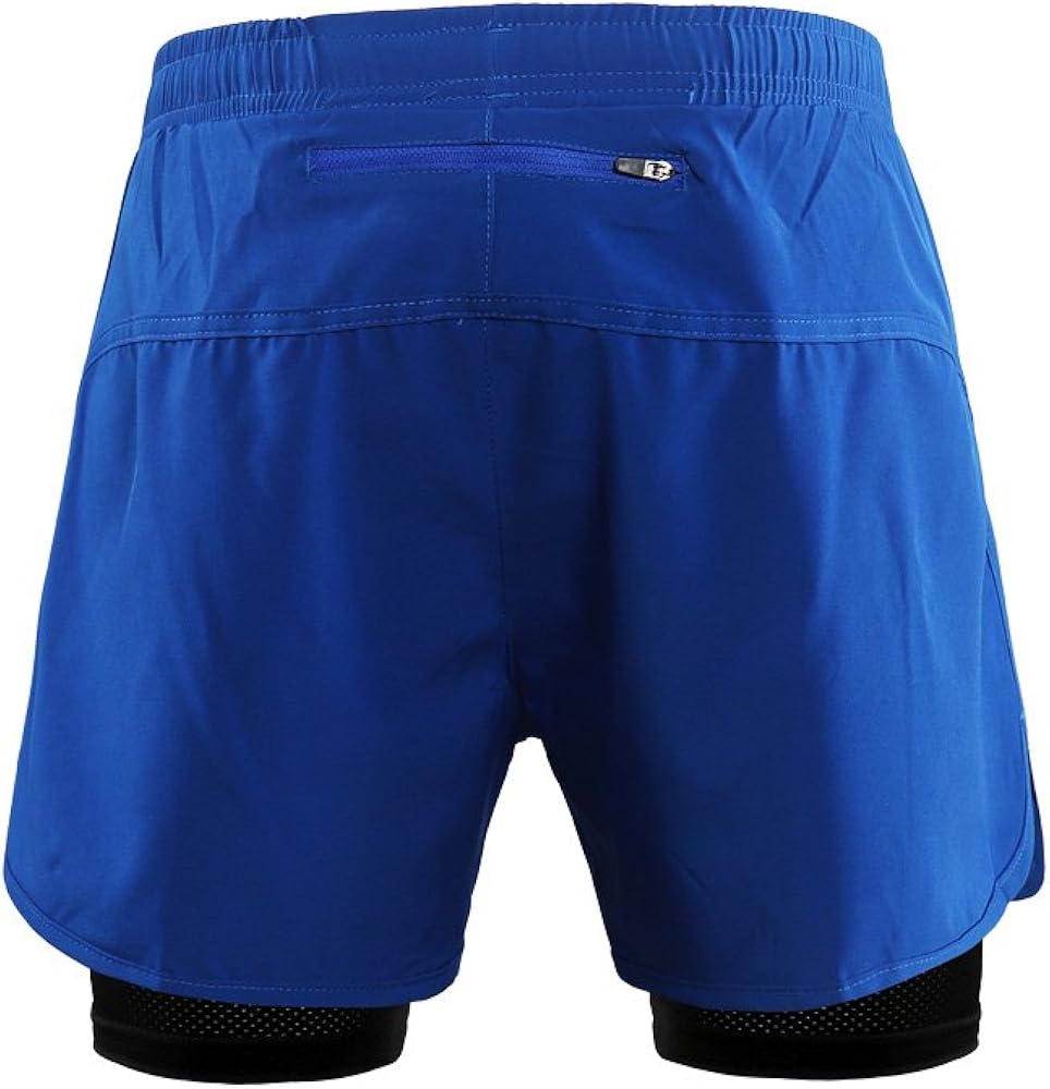 Lixada Men's 2-in-1 Running Shorts Quick Drying Breathable Active Training Exercise Jogging Cycling Shorts: Clothing