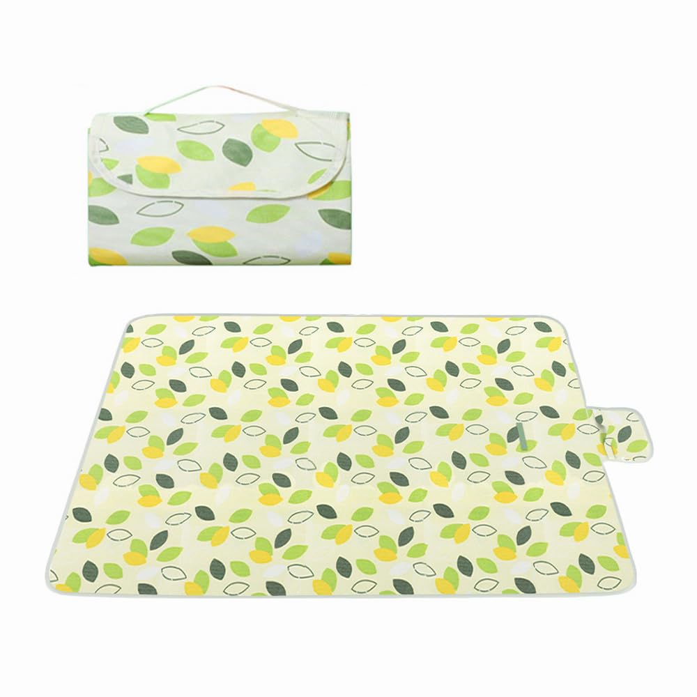 MINICIRCLES Green Leaves 200x200cm Waterproof Picnic Blanket