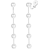 Kaibig 925 Sterling Silver Clip On Earrings Pearl Dangle Long Chain Earrings for Women Wedding Bridal Earrings for Brides Ear clips
