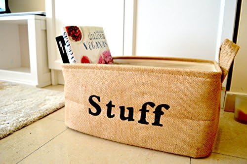Jute Storage Bin Basket - Medium, Collapsible Toy, Blanket, Book Storage Bin