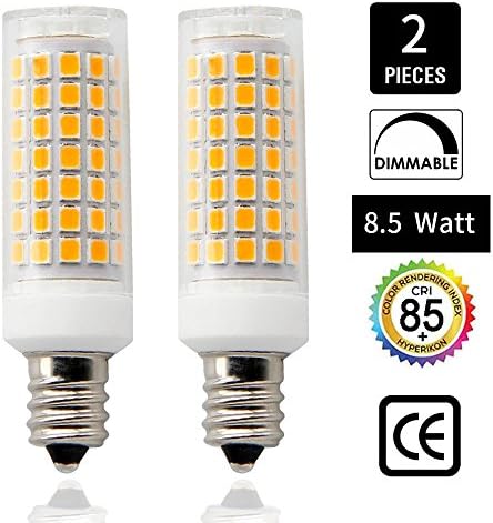 E12 candelabra LED 8.5W Equivalent 70W, T3/t4 Candelabra Base E12 LED Replacement Omni-directional E12 Bulb for Ceiling Fan, Chandelier, Indoor Decorative Lighting(pack of 2)