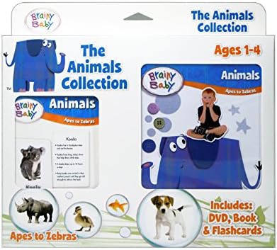 Brainy Baby Animals Flash Cards, DVD and Board Book Apes to Zebras Collection