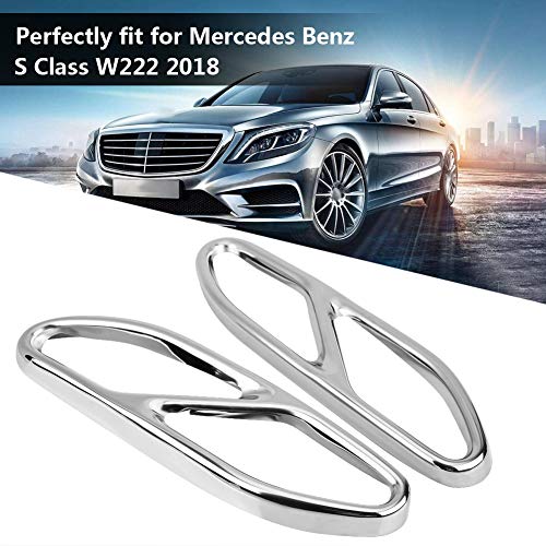 KIMISS 2Pcs Car Stainless Steel Silver Exhaust Tailpipe Cover Trim for Mercedes Benz S Class W222 2018