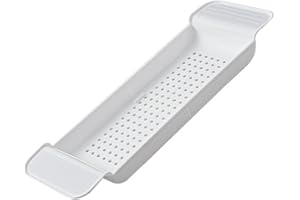 DAN&DRE Expandable Plastic Bath Tray, Stable Placement, Draining Design, Bath Table, Convenient for Bathroom with Portable, S