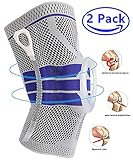 Knee Brace Compression Sleeve, Elastic Knee Wraps Patella Stabilizer with Silicone Gel & Spring Support, Hinged Kneepads Knee Protector for Meniscus Tear Arthritis Running Men Women - Large