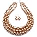 KOSMOS-LI 3 Layer Brown Color Imitate Pearl Bead Strand Necklace