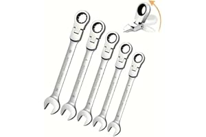 5pcs Metric Flex Head Ratchet Wrenches Made from Chrome Vanadium Steel, Including Combination Spanners And Hand Tools