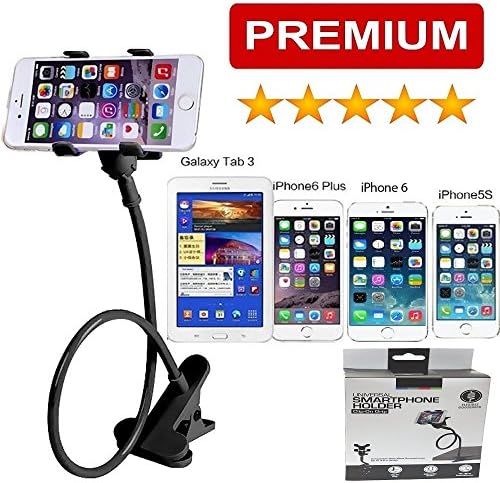 Gooseneck Phone Holder, SLBSTORES Lazy Bracket Holder 360° Swivel for iPhone and other Smart Phones for Bedroom, Office, Bathroom, Kitchen, Black