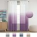 Turquoize Semi Sheer Plum Curtains for Bedroom Casual Weave Textured Privacy Linen Blended Window Curtains Drapes for Living Room 84 Inches Long Window Treatments 2 Panels, Two Tone Plum Ombre