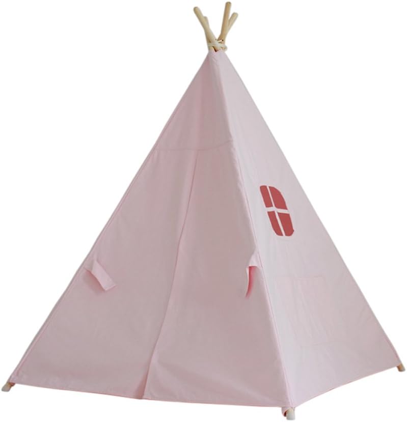 EZ GLAM Indian Play Pink Teepee Tent Kids Play Warm Tent Perfect with Cute Window, Floor and Door for Children