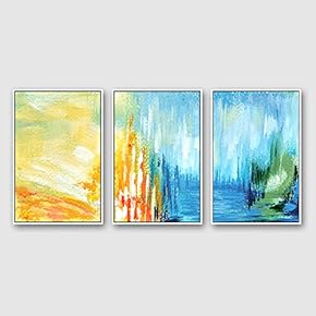 Framed Canvas Wall Art for Living Room, Bedroom Abstract Color Collage Pattern Canvas Prints for Home Decoration Ready to Hanging - 16"x24"x3 Panels