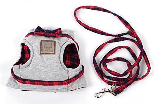 MaruPet Freedom Soft Cat Pure Color Belt Leash Custome Traction Rope Harnesses Tape-Style Nylon Ribbon Pet Belt Cat Leashes Gray XS