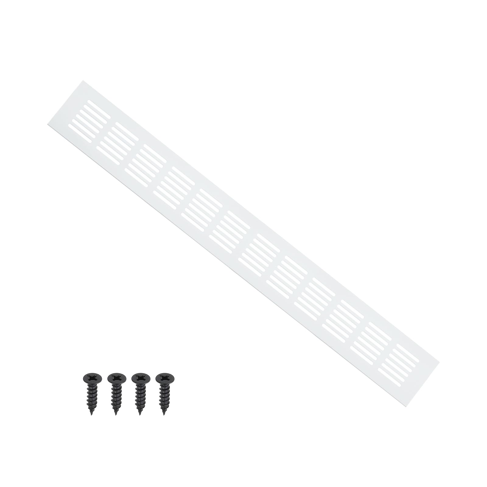 PATIKIL 20 x 2.4 Inch Door Air Vent Cover, 1 Pcs Heavy Duty Aluminum Grille Ventilation Cover Louvered with Mounting Screws for Cabinet Wardrobe Door, Silver