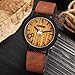 CUCOL Eco Faux Wooden Dial Watches For Men and Women Leather Band Casual Design Brown Color