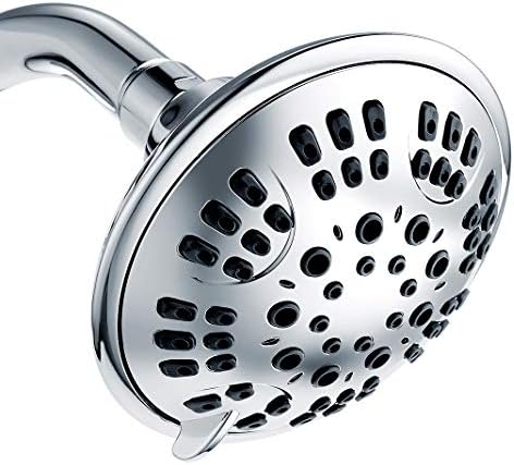 Wassern Shower Head, High Pressure Flow Save Water Intake Air Wall Mount Massage Rainfall Powerful Rain Spray 5 Inch 74 Jets 6 Setting Adjustable Swivel Joint Chrome