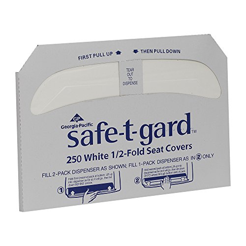 Georgia-Pacific Safe-T-Gard 47052 White 1/2-Fold Toilet Seat Cover, 17.44 Length x 14.5 Width