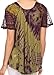 Sakkas 16787 - Splenka Long Tie Dye Embroidered Corset Neck Cap Sleeve Blouse Shirt Top - Olive - OS