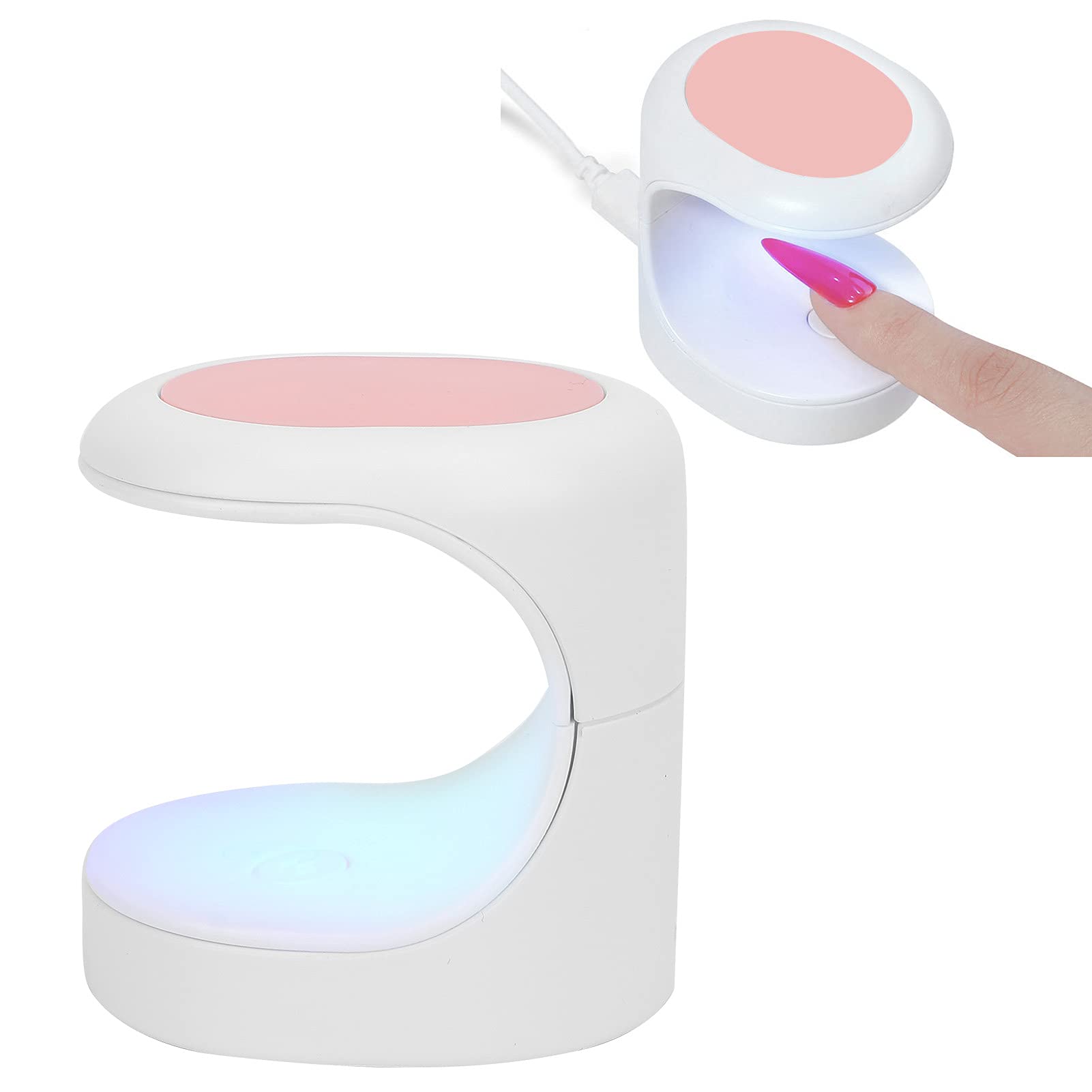 Mini UV LED Nail Lamp LED Dual Light Sources Nail Curing Machine Mini Quick-Drying Nail Curing Lamp for Gel Nails Polish 16W UV Nail Dryer(pink)