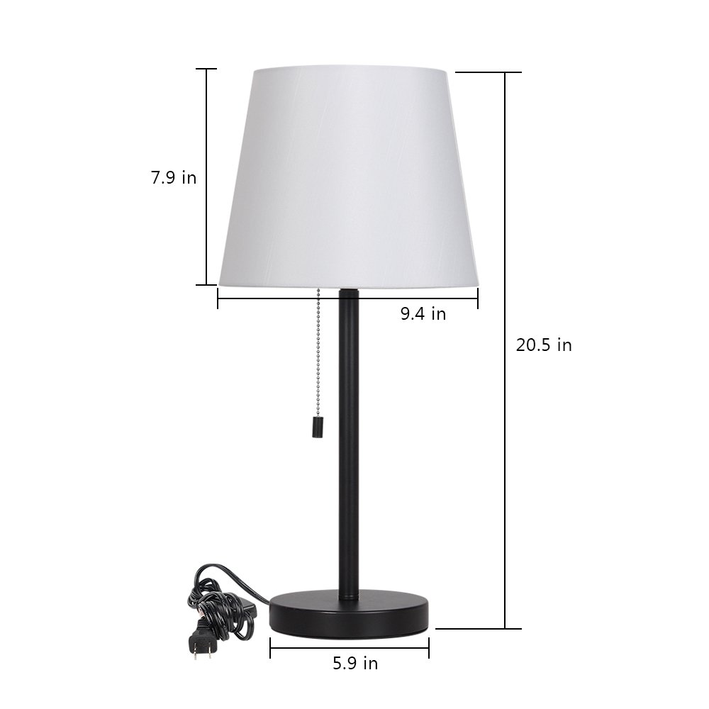 HAITRAL Bedside Table Lamps Set of 2 Black and White Modern Desk