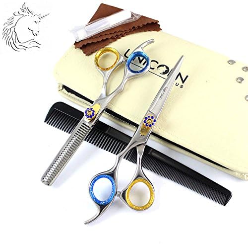 Salon Barber J2 Left Handed Hair Cutting Scissors /Shears Set, 6.5" Inch Razor Edge Professional Hairdressing Set , Hair Thinning Scissors -Great For Salons, Barber-Shops (+ FREE Razor )