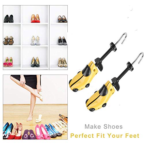Pair of Professional 2-Way Shoe Stretcher, HuKimGee Adjustable Length and Width Shoe Shaper Upgrade Tough Plastic Shoe Trees Metal Unisex Durable Shoes Stretcher (Wm's (10.5-13.5); M’s (6-8.5))