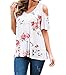 Lovaru Women's Plus Size Fashion Cold Shoulder Floral Tunics Top Blouse Pink 3XL