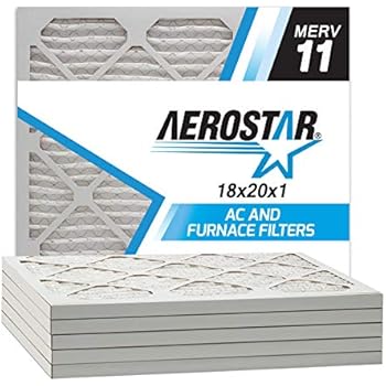 Aerostar 18x20x1 MERV 11 Pleated Air Filter, Made in the USA, 6-Pack
