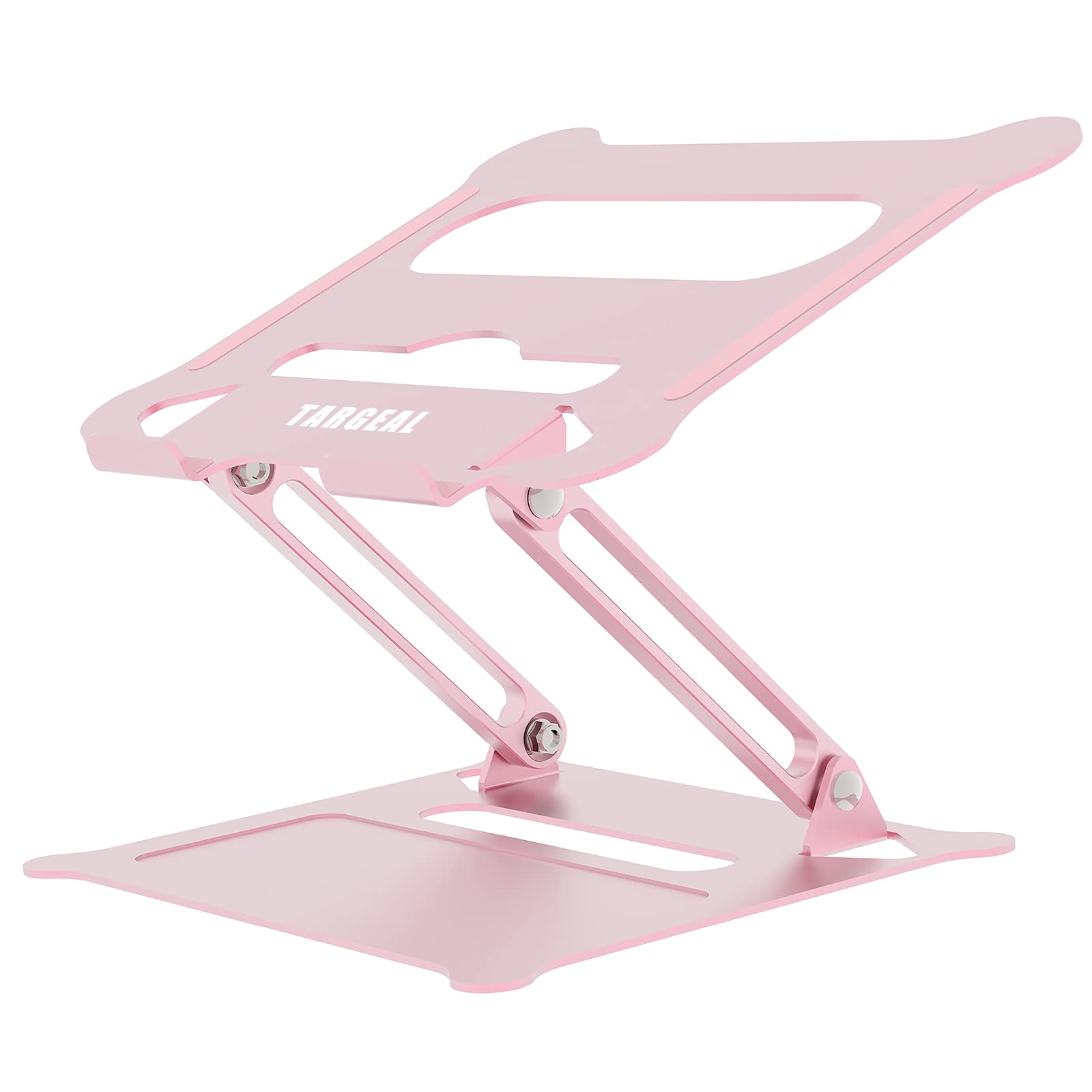targeal Laptop Stand Ergonomic Aluminum Computer Stand for Desk, Adjustable Laptop Riser with Heat-Vent, Multi-Angle Lapdesks Compatible with MacBook Air/Pro, More 10-15.6" Laptops (Rose)